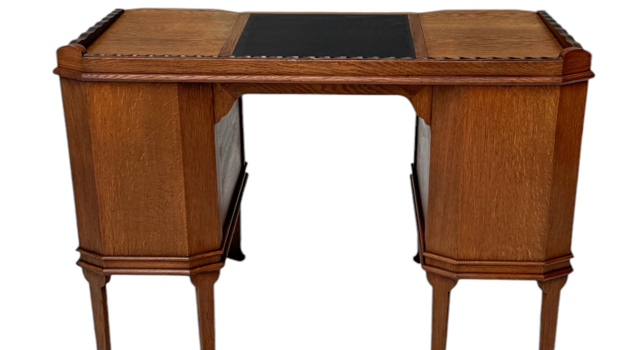 Art Deco Amsterdamse School Oak Pedestal Desk, 1920s